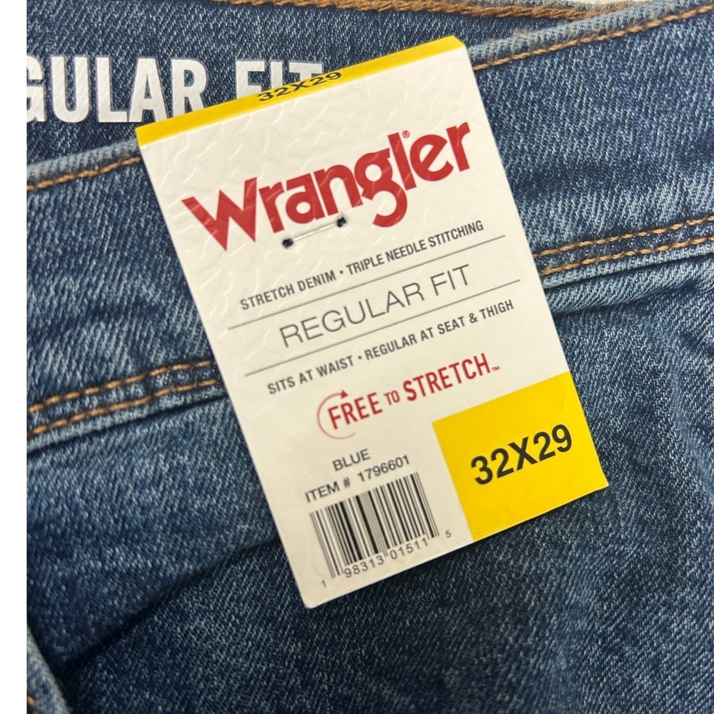 Wrangler Regular Fit Mens Blue Stretch Denim Jeans 32x29 1796601 NEW - Picture 4 of 6